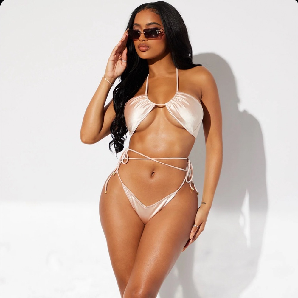 Fashion Nova Chic Satin Bikini Set XS